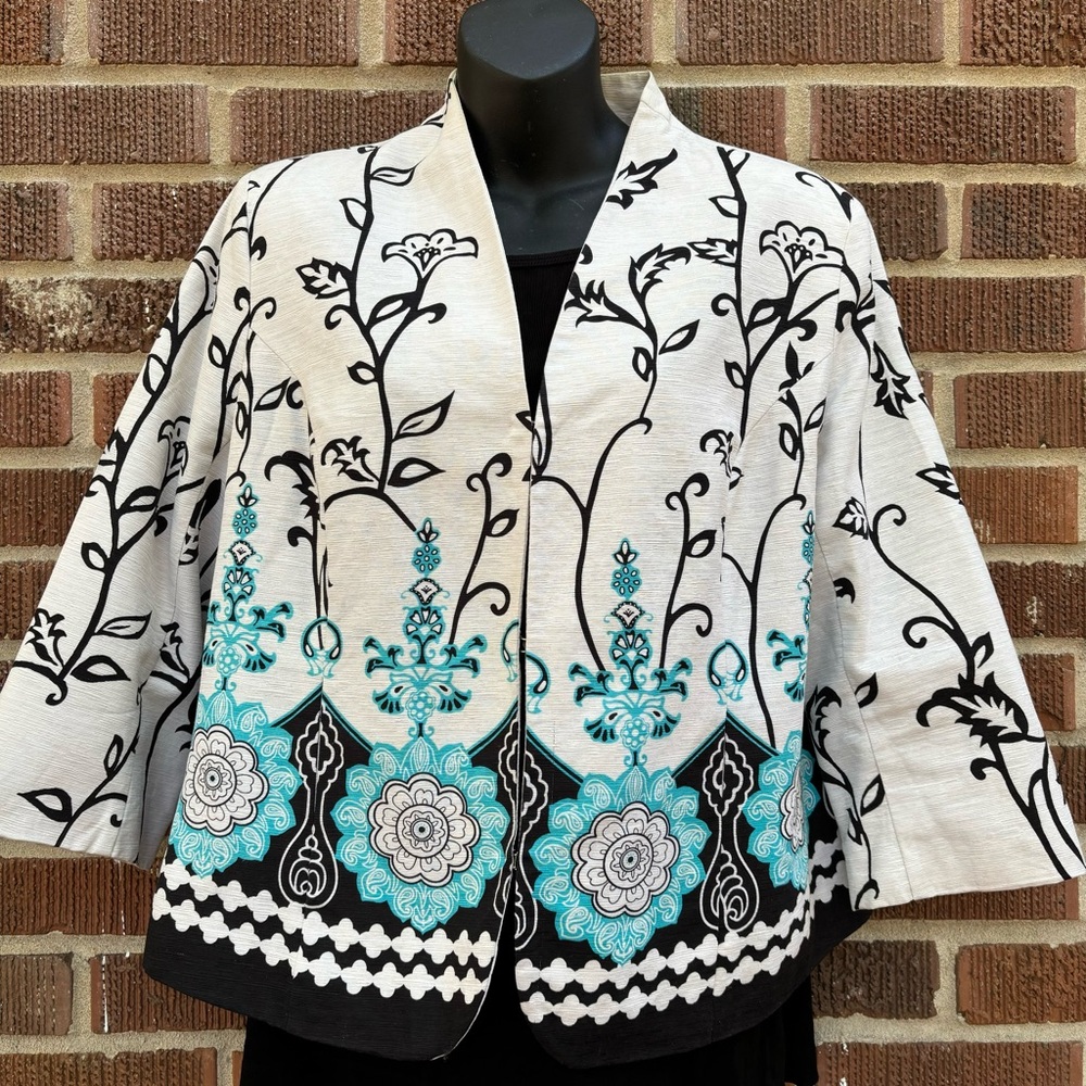 Silk Land Collection Multicolor fully lined Clasps closure Blazer Sz Large